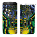 Australian South Sea Islanders National Recognition Day 4 in 1 Can Cooler Tumbler Southern Cross Aboriginal Dot Art Sugarcane