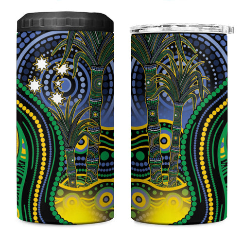 Australian South Sea Islanders National Recognition Day 4 in 1 Can Cooler Tumbler Southern Cross Aboriginal Dot Art Sugarcane