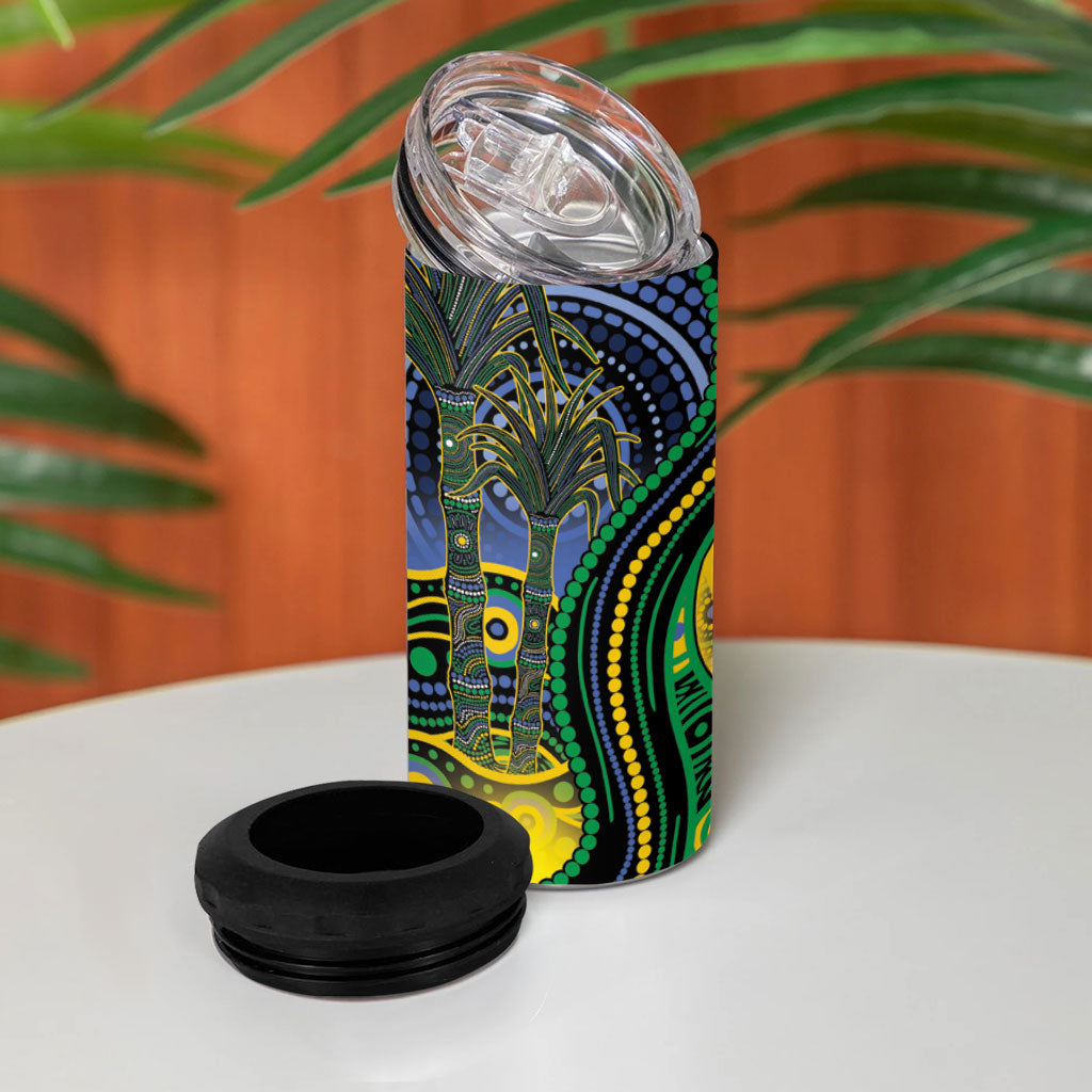 Australian South Sea Islanders National Recognition Day 4 in 1 Can Cooler Tumbler Southern Cross Aboriginal Dot Art Sugarcane