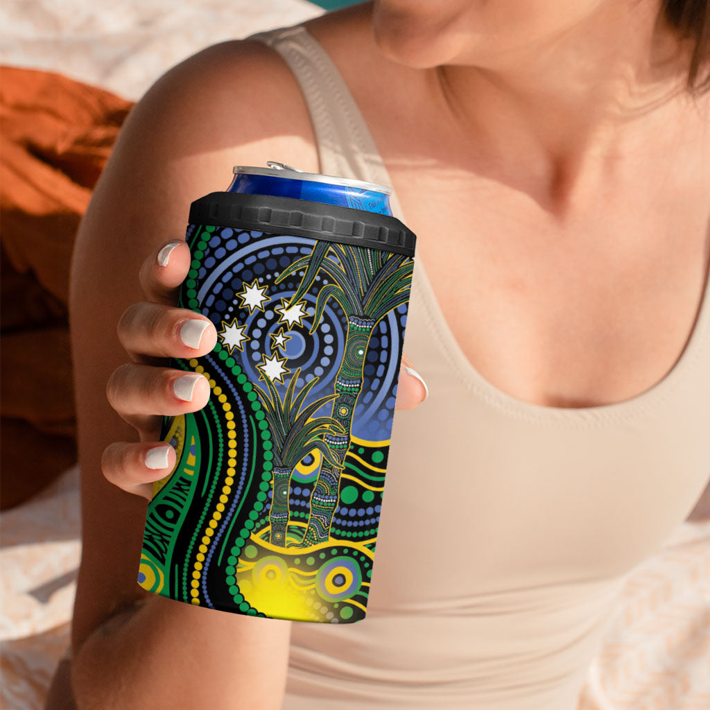Australian South Sea Islanders National Recognition Day 4 in 1 Can Cooler Tumbler Southern Cross Aboriginal Dot Art Sugarcane