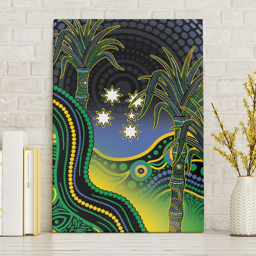 Australian South Sea Islander National Recognition Day Canvas Wall Art Southern Cross Aboriginal Dot Art Sugarcane
