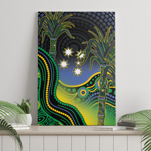 Australian South Sea Islander National Recognition Day Canvas Wall Art Southern Cross Aboriginal Dot Art Sugarcane