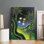 Australian South Sea Islanders National Recognition Day Canvas Wall Art Southern Cross Aboriginal Dot Art Sugarcane