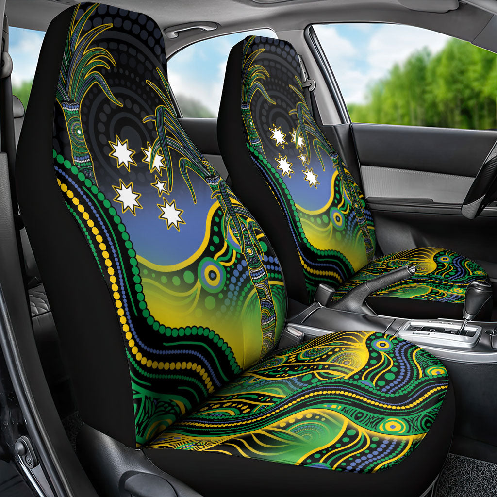 Australian South Sea Islander National Recognition Day Car Seat Cover Southern Cross Aboriginal Dot Art Sugarcane