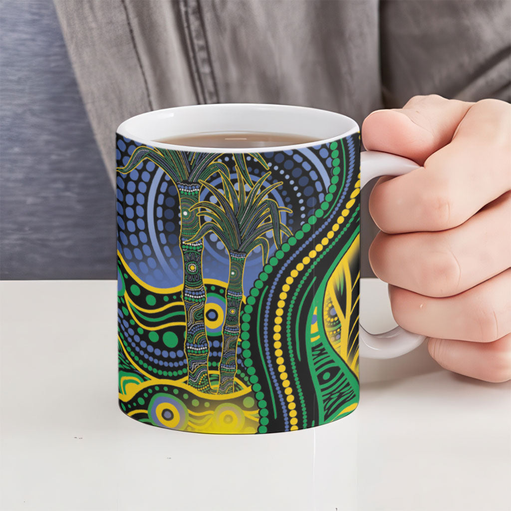 Australian South Sea Islander National Recognition Day Ceramic Mug Southern Cross Aboriginal Dot Art Sugarcane