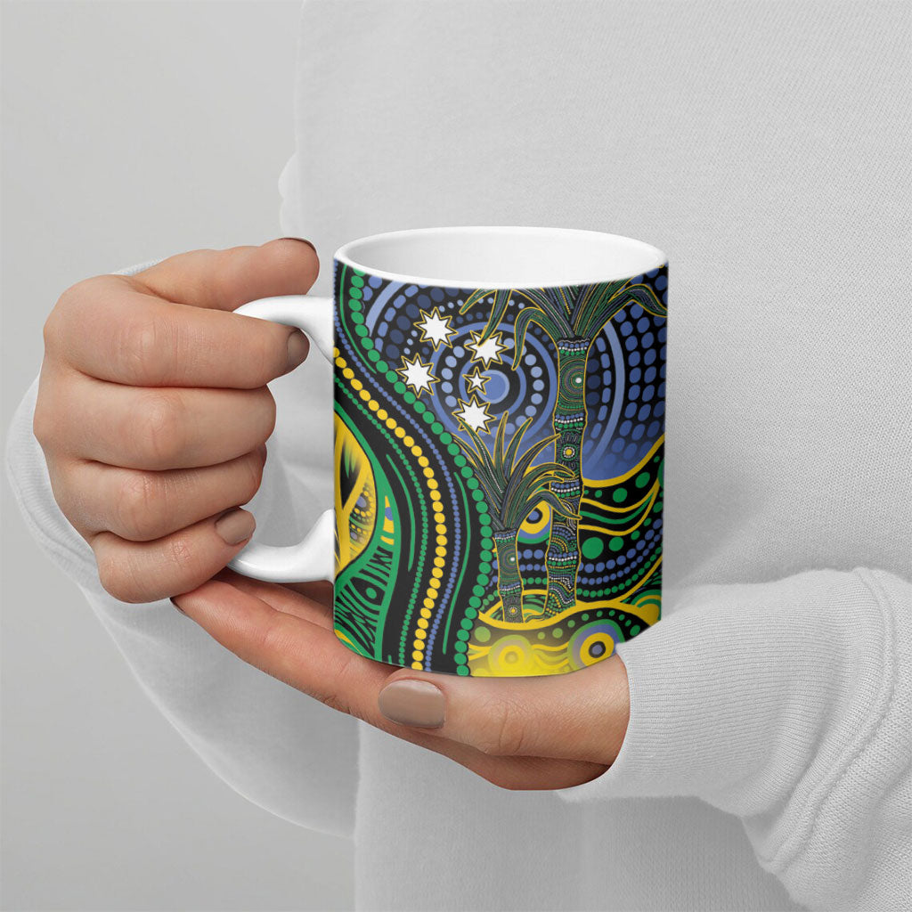 Australian South Sea Islander National Recognition Day Ceramic Mug Southern Cross Aboriginal Dot Art Sugarcane