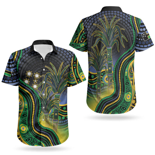 Australian South Sea Islander National Recognition Day Couples Matching Off Shoulder Maxi Dress and Hawaiian Shirt Southern Cross Aboriginal Dot Art Sugarcane