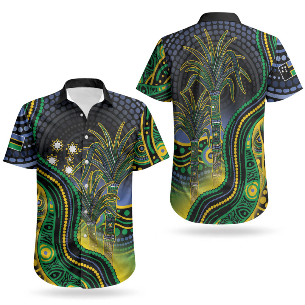 Australian South Sea Islander National Recognition Day Couples Matching Summer Maxi Dress and Hawaiian Shirt Southern Cross Aboriginal Dot Art Sugarcane