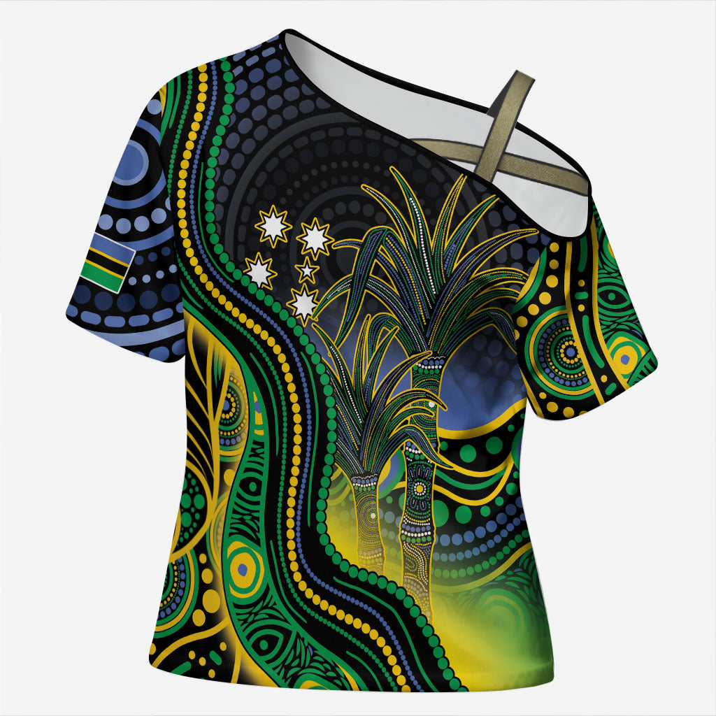 Australian South Sea Islander National Recognition Day Cross Shoulder Shirt Southern Cross Aboriginal Dot Art Sugarcane