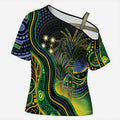 Australian South Sea Islander National Recognition Day Cross Shoulder Shirt Southern Cross Aboriginal Dot Art Sugarcane
