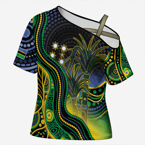 Australian South Sea Islanders National Recognition Day Cross Shoulder Shirt Southern Cross Aboriginal Dot Art Sugarcane