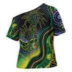 Australian South Sea Islander National Recognition Day Cross Shoulder Shirt Southern Cross Aboriginal Dot Art Sugarcane