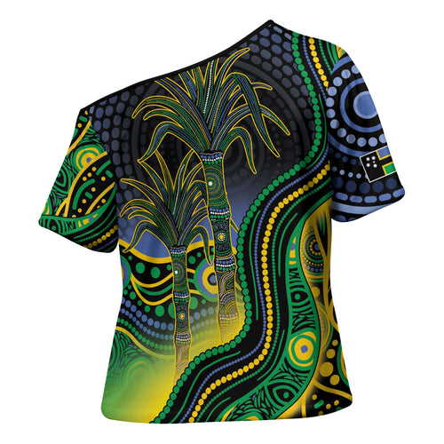 Australian South Sea Islanders National Recognition Day Cross Shoulder Shirt Southern Cross Aboriginal Dot Art Sugarcane