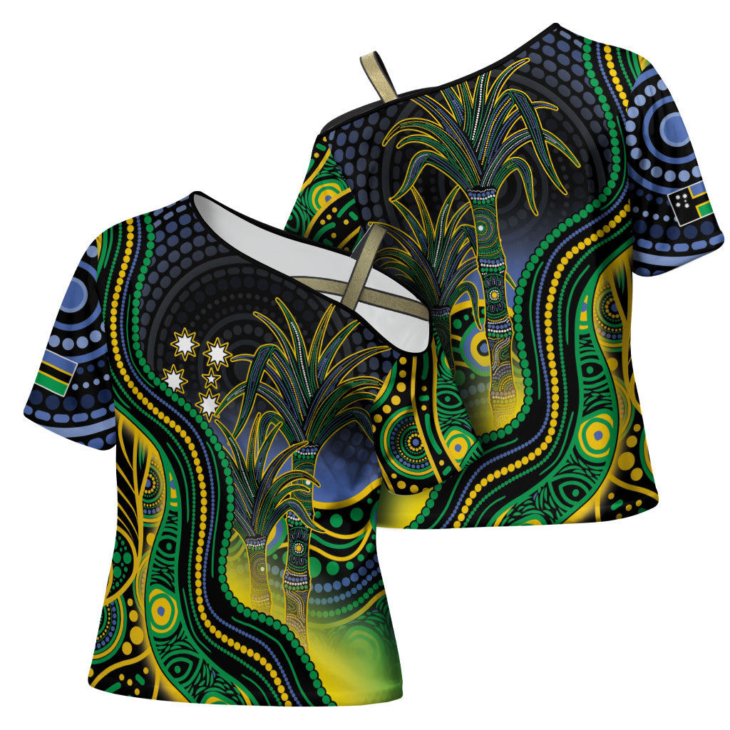 Australian South Sea Islander National Recognition Day Cross Shoulder Shirt Southern Cross Aboriginal Dot Art Sugarcane