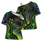 Australian South Sea Islander National Recognition Day Cross Shoulder Shirt Southern Cross Aboriginal Dot Art Sugarcane