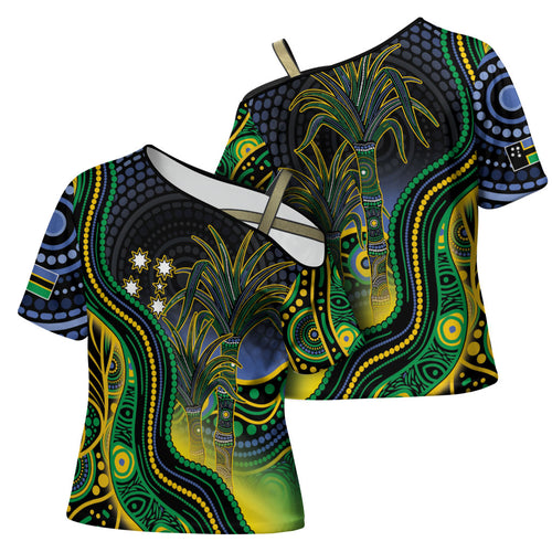 Australian South Sea Islanders National Recognition Day Cross Shoulder Shirt Southern Cross Aboriginal Dot Art Sugarcane