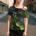 Australian South Sea Islander National Recognition Day Cross Shoulder Shirt Southern Cross Aboriginal Dot Art Sugarcane
