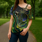 Australian South Sea Islander National Recognition Day Cross Shoulder Shirt Southern Cross Aboriginal Dot Art Sugarcane