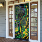 Australian South Sea Islander National Recognition Day Door Cover Southern Cross Aboriginal Dot Art Sugarcane