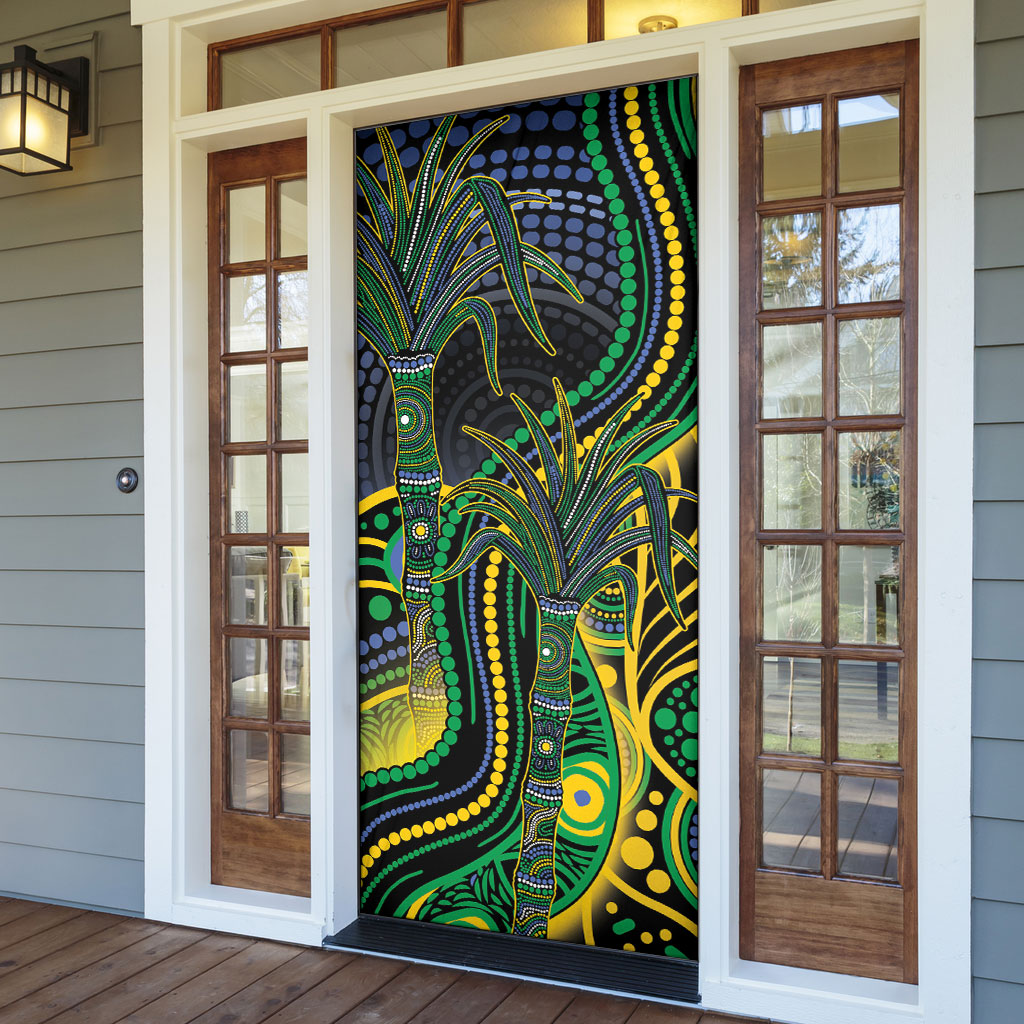 Australian South Sea Islander National Recognition Day Door Cover Southern Cross Aboriginal Dot Art Sugarcane