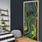 Australian South Sea Islander National Recognition Day Door Cover Southern Cross Aboriginal Dot Art Sugarcane