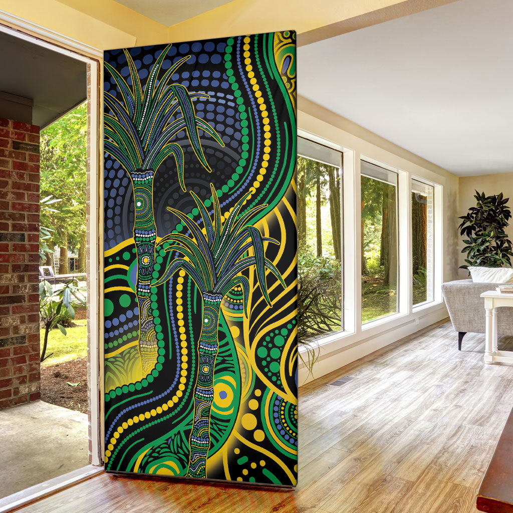 Australian South Sea Islander National Recognition Day Door Cover Southern Cross Aboriginal Dot Art Sugarcane