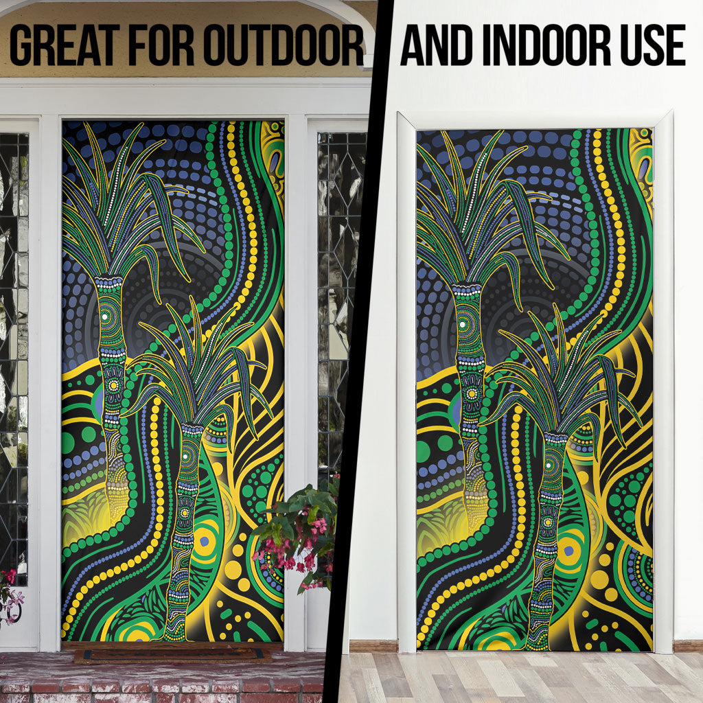 Australian South Sea Islander National Recognition Day Door Cover Southern Cross Aboriginal Dot Art Sugarcane