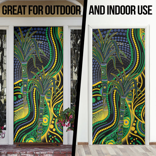 Australian South Sea Islanders National Recognition Day Door Cover Southern Cross Aboriginal Dot Art Sugarcane