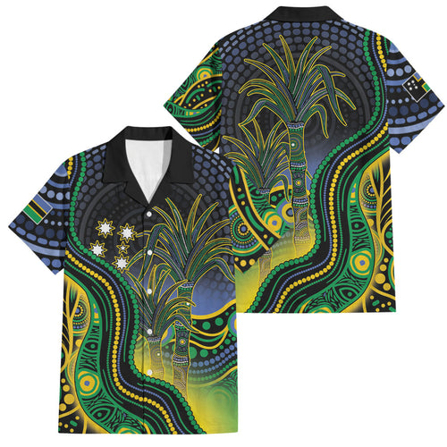 Australian South Sea Islander National Recognition Day Family Matching Tank Maxi Dress and Hawaiian Shirt Southern Cross Aboriginal Dot Art Sugarcane