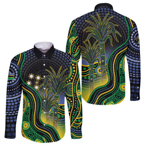 Australian South Sea Islander National Recognition Day Family Matching Tank Maxi Dress and Hawaiian Shirt Southern Cross Aboriginal Dot Art Sugarcane