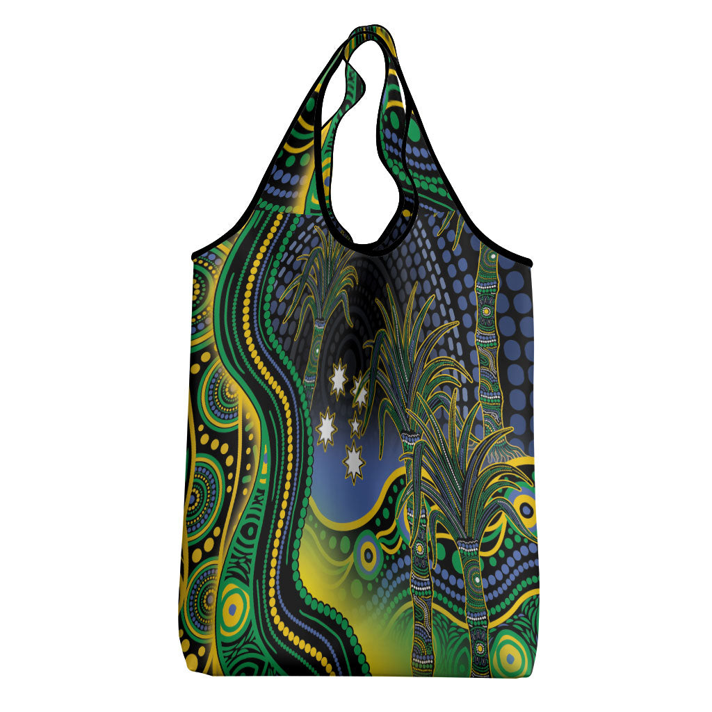 Australian South Sea Islander National Recognition Day Grocery Bag Southern Cross Aboriginal Dot Art Sugarcane