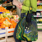Australian South Sea Islander National Recognition Day Grocery Bag Southern Cross Aboriginal Dot Art Sugarcane