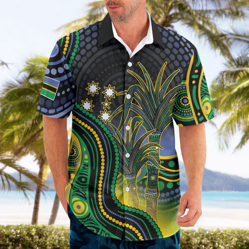 Australian South Sea Islander National Recognition Day Hawaiian Shirt Southern Cross Aboriginal Dot Art Sugarcane