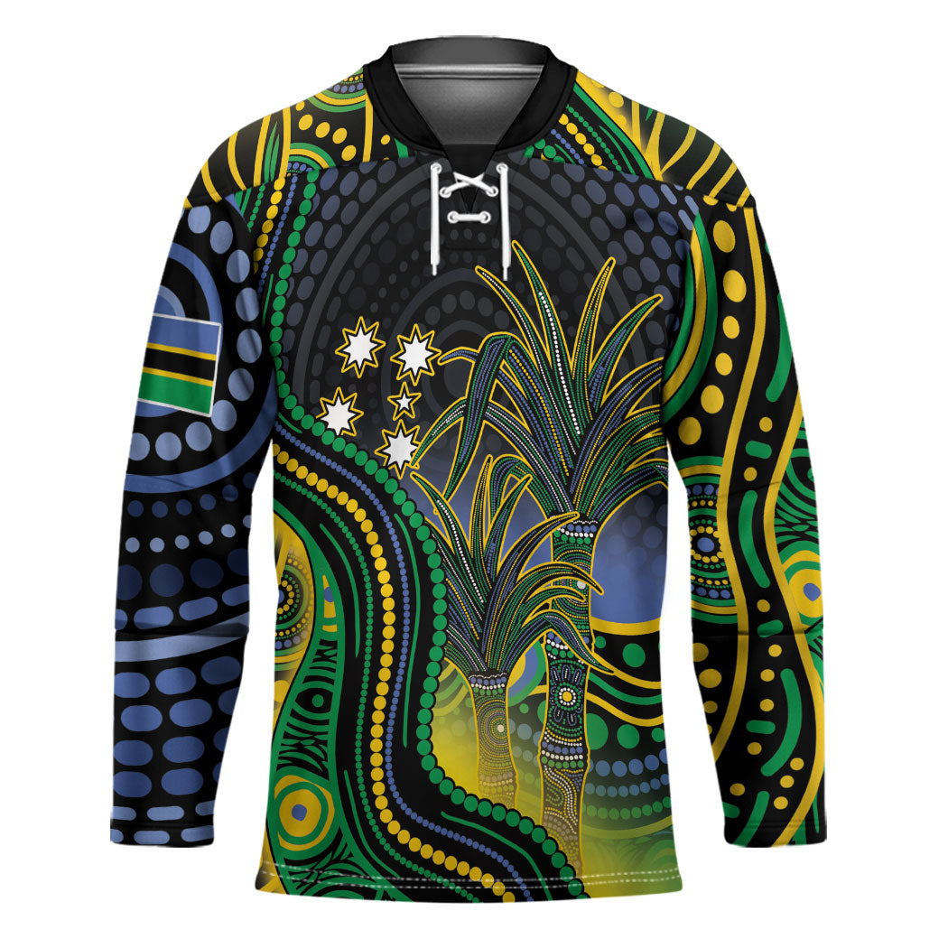Australian South Sea Islander National Recognition Day Hockey Jersey Southern Cross Aboriginal Dot Art Sugarcane