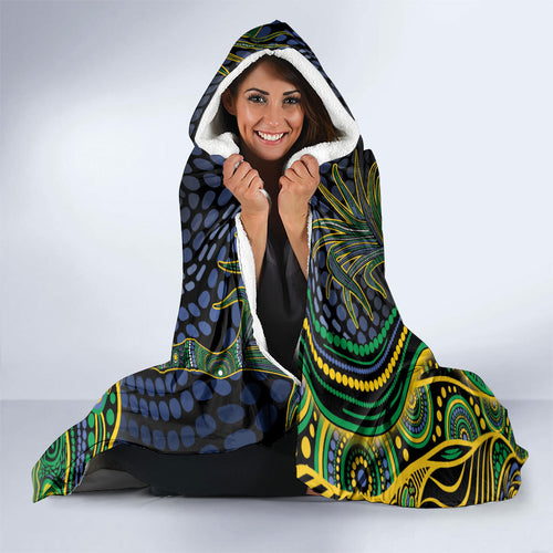 Australian South Sea Islanders National Recognition Day Hooded Blanket Southern Cross Aboriginal Dot Art Sugarcane