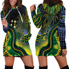 Australian South Sea Islanders National Recognition Day Hoodie Dress Southern Cross Aboriginal Dot Art Sugarcane