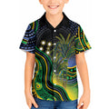 Australian South Sea Islanders National Recognition Day Kid Hawaiian Shirt Southern Cross Aboriginal Dot Art Sugarcane