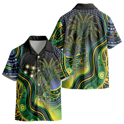 Australian South Sea Islander National Recognition Day Kid Hawaiian Shirt Southern Cross Aboriginal Dot Art Sugarcane