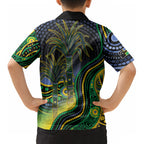 Australian South Sea Islanders National Recognition Day Kid Hawaiian Shirt Southern Cross Aboriginal Dot Art Sugarcane