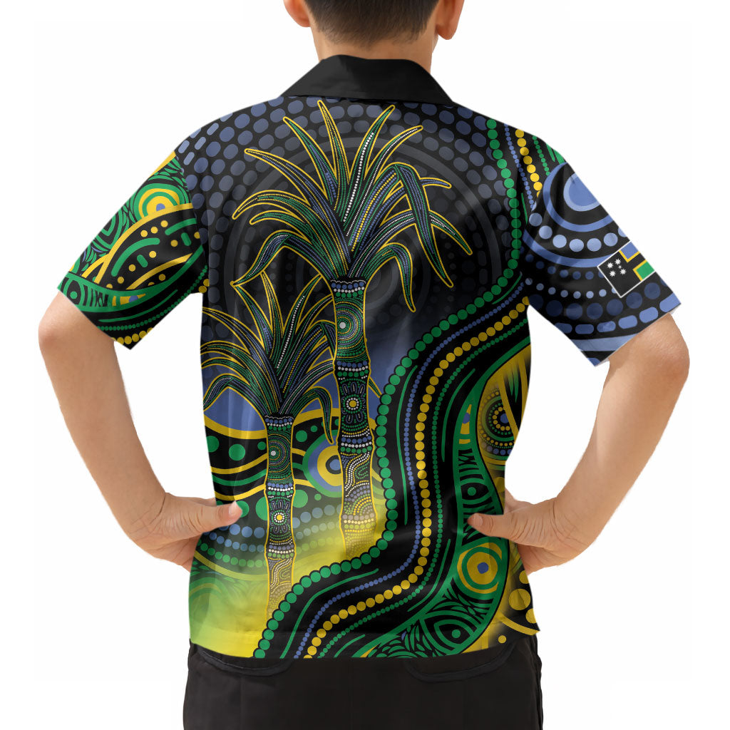 Australian South Sea Islanders National Recognition Day Kid Hawaiian Shirt Southern Cross Aboriginal Dot Art Sugarcane
