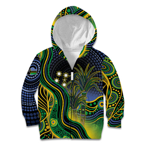 Australian South Sea Islanders National Recognition Day Kid Hoodie Southern Cross Aboriginal Dot Art Sugarcane