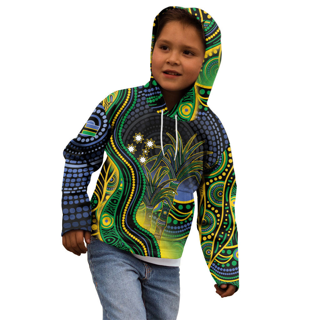 Australian South Sea Islander National Recognition Day Kid Hoodie Southern Cross Aboriginal Dot Art Sugarcane