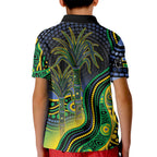 Australian South Sea Islander National Recognition Day Kid Polo Shirt Southern Cross Aboriginal Dot Art Sugarcane