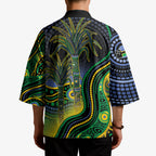 Australian South Sea Islander National Recognition Day Kimono Southern Cross Aboriginal Dot Art Sugarcane