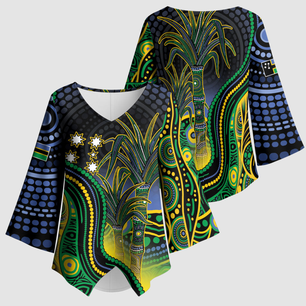 Australian South Sea Islander National Recognition Day Kimono Sleeve Blouse Southern Cross Aboriginal Dot Art Sugarcane