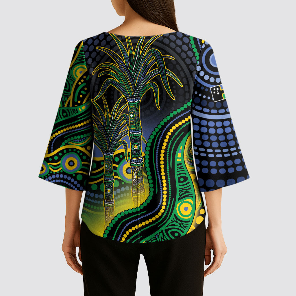 Australian South Sea Islander National Recognition Day Kimono Sleeve Blouse Southern Cross Aboriginal Dot Art Sugarcane