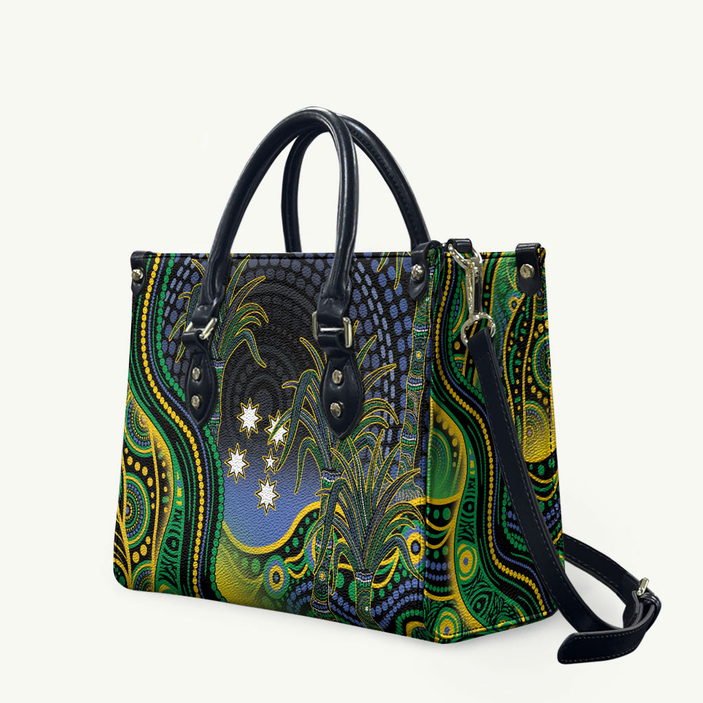 Australian South Sea Islander National Recognition Day Leather Bag Southern Cross Aboriginal Dot Art Sugarcane