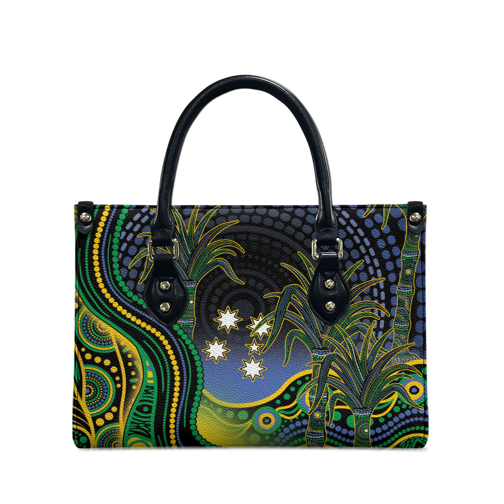 Australian South Sea Islander National Recognition Day Leather Bag Southern Cross Aboriginal Dot Art Sugarcane