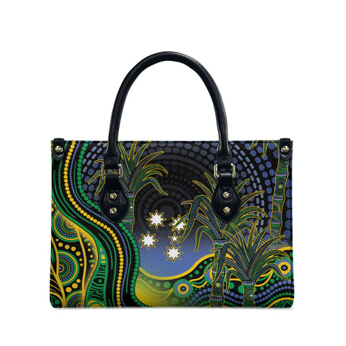 Australian South Sea Islanders National Recognition Day Leather Bag Southern Cross Aboriginal Dot Art Sugarcane