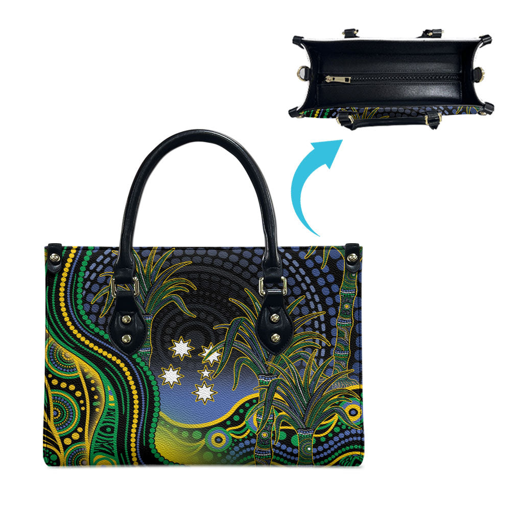 Australian South Sea Islander National Recognition Day Leather Bag Southern Cross Aboriginal Dot Art Sugarcane